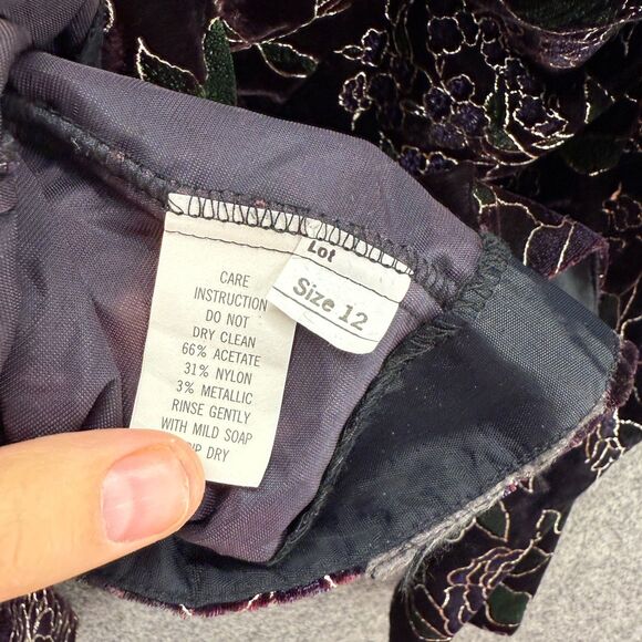 In Group LTD Blazer Women 12 Black Floral Button Up Long Sleeve Crew Neck Casual - Picture 4 of 7